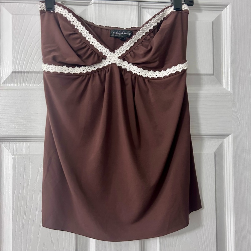 Rampage Brown and White Tube Top